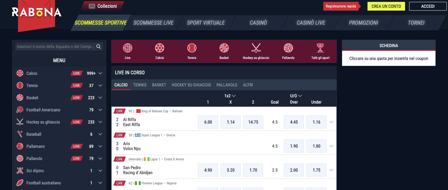 Rabona scommesse recensioni